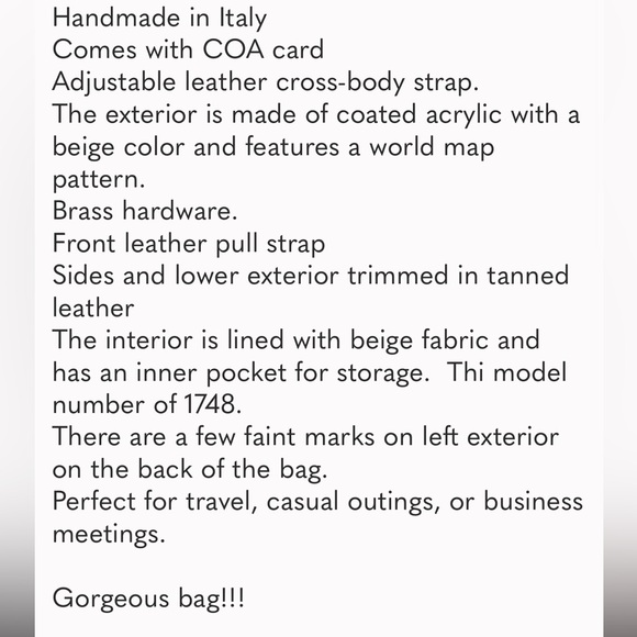 Alviero Martini Classe World Bucket Bag Crossbody Bag EUC - Picture 13 of 13